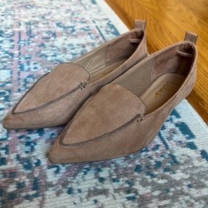 Faux suede camel loafers